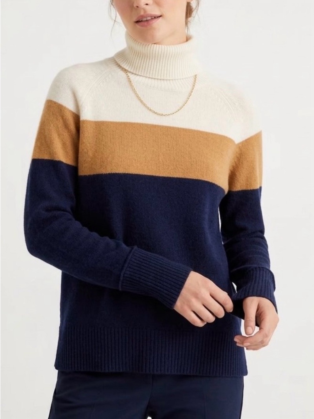J.Crew Colorblock Turtleneck Sweater Supersoft Yarn Merino Alpaca S Modern Prep